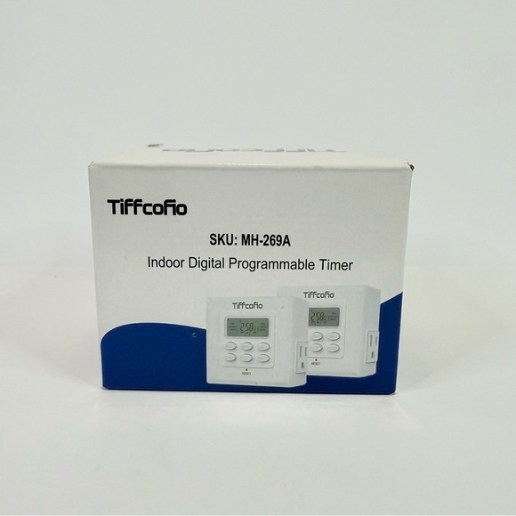 Set2 New TiffcoFio Digital Programmable Timer Outlet 2 Grounded Sockets MH-269A - Picture 1 of 8